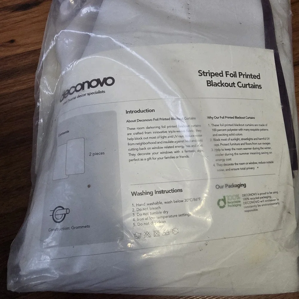 Deconovo Silver Foil Printed Thermal Insulated Blackout Curtain 52